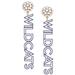 Women's CANVAS Style Kentucky Wildcats Pearl Cluster Outline Enamel Drop Earrings