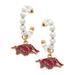 Women's CANVAS Style Arkansas Razorbacks Pearl Hoop Enamel Drop Earrings