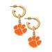 Women's CANVAS Style Clemson Tigers Enamel Drop Hoop Earrings