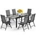Lark Manor™ Argyri Rectangular 6 - Person 110" Long Outdoor Dining Set w/ Cushions Metal in Gray/Black | 65 W x 35 D in | Wayfair