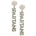 Women's CANVAS Style Michigan State Spartans Pearl Cluster Outline Enamel Drop Earrings