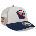 Men's New Era Stone/Navy England Patriots 2023 Salute To Service Low Profile 9FIFTY Snapback Hat