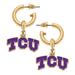 Women's CANVAS Style TCU Horned Frogs Enamel Drop Hoop Earrings