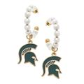 Women's CANVAS Style Michigan State Spartans Pearl Hoop Enamel Drop Earrings