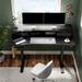 17 Stories Cylan Height Adjustable Desk w/ Double-layer Wood/Metal in Black | 48.03 H x 55.12 W x 23.62 D in | Wayfair