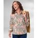 Appleseeds Women's Foxcroft Autumn Spice Floral Non-Iron Shirt - Multi - 14P - Petite