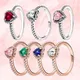 Bague en argent regardé 925 pour femme coeur rouge suréWeravec cristal coloré matiques Zwords