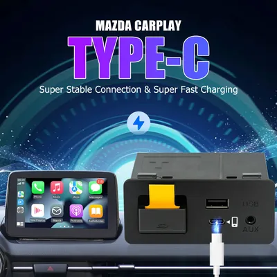 TYPE-C Mazda Apple CarPlay Android Auto HUB OEM Rénovation USB Kit pour Mazda 2 3 6 CX3 CX5 CX8 CX9