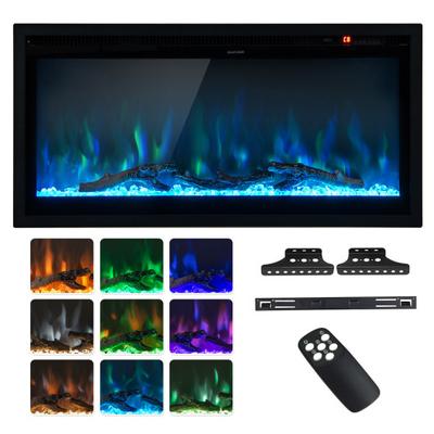 Costway Electric Fireplace in-Wall Recessed with Remote Control and Adjustable Color and Brightness-36 inches