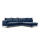 Canapé d'angle droit 5 places tissu bleu foncé