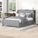 Modern Full Size Platform Bed with 4 Drawers and Storage Shelves, Wood Platform Bed Frame with Headboard and Footboard, Grey