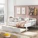 Full Size Wooden Daybed with Trundle, Sofa Bed for Bedroom Living Room, Wood Daybed with a Trundle, Trundle Daybed, White