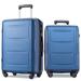 2 Piece Complete Luggage Set Hard Shell ABS Lightweight Suitcase & Adjustable Telescoping Handle, TSA Lock Trunk Sets