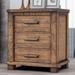 3 Drawer Reclaimed Wood Nightstand with Full Extension Drawer Glides, Natural