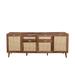 4 Door Storage Rattan Media Console Table TV Stand for TVs Up to 70", Rustic Media Console Center for Compact Small Spaces