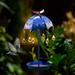 Finelylove Iron Solar Bird Feeder Ground Lamp Umbrella Drip-drop Garden Courtyard Outdoor Decorations Courtyard Sod