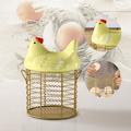 Ikohbadg Egg Basket Metal Wire Fruit Basket with Chicken Shape Lid Ceramic Egg Holder Holds 30 Eggs Gold C