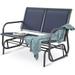 Jiarui 2 Seats Outdoor Glider Bench Patio Glider Swing Chair with Powder Coated Steel Frame and Breathable Seat Fabric Outdoor Loveseat Blue