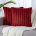 Cozy Faux Fur Throw Pillow Covers Fluffy Fuzzy Striped Pillowcase Plush Decorative Cushion Covers for Couch Sofa Bedroom Set of 2 Red 16 x16