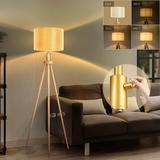 GUAIPOU Dimmable Tripod Floor Lamp Mid Century Standing Lamp with 3000K E26 Bulb Beige Linen Shade Modern Floor Lamp for Farmhouse Living Room Bedroom Office
