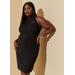 Plus Size High Collar Paneled Bodycon Dress