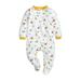 Gubotare Girl Clothes Girls Long Sleeve Winter Cartoon Fashion Prints Jumpsuit Romper Footed Pajamas Yellow 6-9 Months