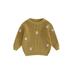 Qtinghua Newborn Infant Toddler Baby Girls Knitted Sweater Floral Embroidery Casual Long Sleeve Pullover Knitwear Warm Clothes Dark Beige Yellow 2-3 Years