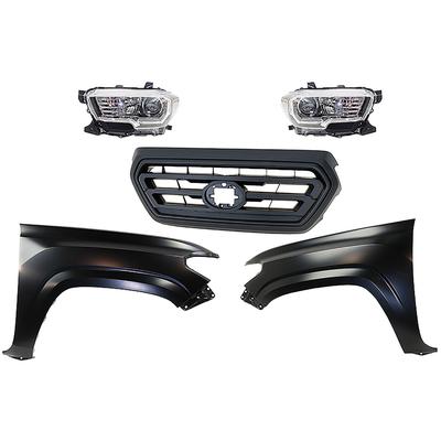 2020 Toyota Tacoma 5-Piece Kit Driver and Passenger Side Headlights with Fenders and Grille, with Bulbs, Halogen, With LED Daytime Running Light, CAPA Certified