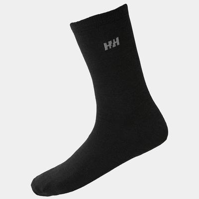 Helly Hansen Unisex Everyday Wool Sock 2Pk - Soft Classic Wool Liner Sock Black 36-38