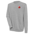 Men's Antigua Heather Gray Cleveland Browns Victory Pullover Sweatshirt