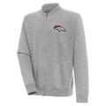 Men's Antigua Heather Gray Denver Broncos Victory Full-Zip Jacket