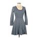 Boden Casual Dress - Mini Scoop Neck Long sleeves: Blue Dresses - Women's Size 2 Petite