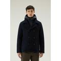 Woolrich Men 2-in-1 Peacoat in Recycled Italian Wool Blend Blue Size M