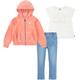Shirt & Hose LEVI'S KIDS "DENIM PANT AND FULL ZIP SET" Gr. 3M (62), orange (terra cotta) Mädchen KOB Set-Artikel Outfits