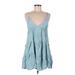 Shein Casual Dress - A-Line Plunge Sleeveless: Blue Print Dresses - Women's Size Medium