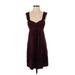 Black Halo Casual Dress - Mini Plunge Sleeveless: Burgundy Print Dresses - Women's Size X-Small