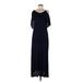 Casual Dress - A-Line: Blue Solid Dresses - Women's Size Medium