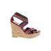 Mia Wedges: Espadrille Platform Summer Red Print Shoes - Women's Size 8 - Open Toe