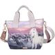 Depesche 12513 Miss Melody Night Horses - Mini Shopper mit Pferde-Motiv, Tasche in Lila und Mauve Töne mit längenverstellbarem Tragegurt