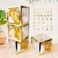 4 Stück Gold Transparent Luftballons Boxen mit 30 Buchstaben 10 Zahlen 5 Symbolen, UNIIDECO Neutral Gender Reveal Oh Baby Shower Dekorationen ABC Blocks Schild, Dusche Geburtstag Party Supplies