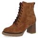 CAPRICE Damen Stiefeletten mit Absatz aus Wildleder mit Schnürsenkel und Reißverschluss Weite G, Braun (Cognac Suede), 39 EU