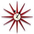 19 in Metal Wall Clock, Decor Silent 3D Sunburst Clocks Living Room Wall Watches Silent Non Ticking Modern Quartz Decorative Clock,Red