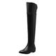 Momolaa Womens Over Knee High Boot SIZE 6 Thigh High Boot Low Heel Flat Winter Long Boot Leather Over The Knee Boots Shoe Long Tall Stretch Riding Over The Knee Boots Ladies Office Boots Black