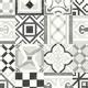 Patterned Magic Vinyl Flooring 2.8mm Realistic Foam Backed Lino Slip Resistant (Black & White Vintage Tiles, 4m x 4m)