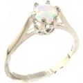 925 Sterling Silver Genuine Natural Colorful Opal Solitaire Ring - Size M 1/2