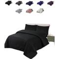 BEDSPREAD - Luxury Quilted – 3 Tog – Bed Throw Warm Quilt – (Bedspread Double 200 x 220 cm Black) Bed Spread Set 100% Cotton Cover + Virgin Polyester 150 GSM - Pinsonic Stitching