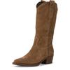 Westernstiefel TAMARIS, Damen, Gr. 41, Normalschaft, braun, Veloursleder, unifarben, modisch, Schuhe, Blockabsatz, Cowboystiefel in spitzer Form