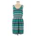 Ann Taylor LOFT Casual Dress - Mini Scoop Neck Sleeveless: Green Print Dresses - Women's Size Medium