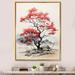 Red Barrel Studio® Minimalism Red Oak Tree Shimmering Autumn - Floral & Botanical Wall Art Living Room Plastic in White | Wayfair