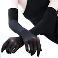 Gants de Protection Solaire Longs et Respirants en Dentelle Noire Moufles Fines et Transparentes